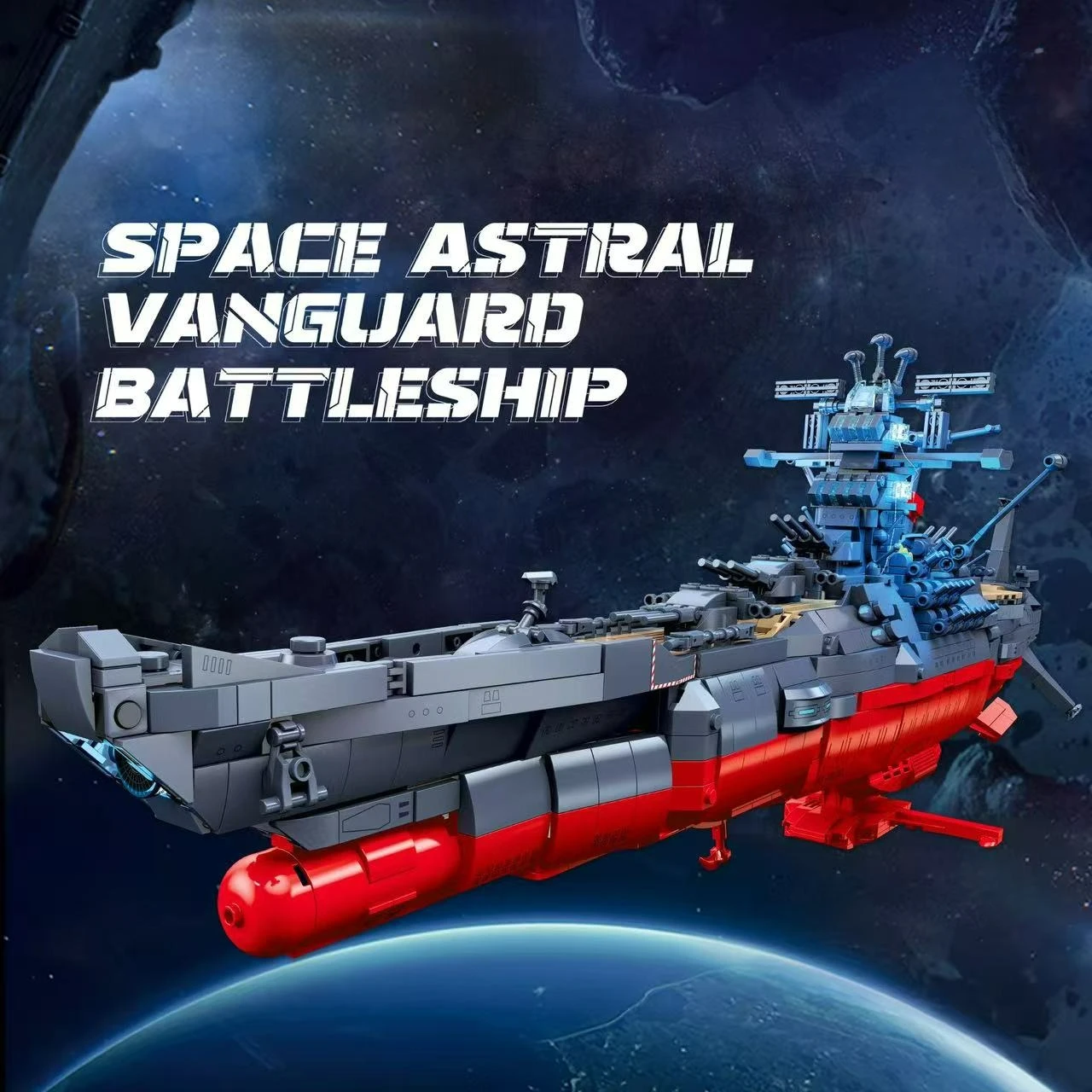 

MOC Space Astral Vanguard Battleship Building Blocks Set Display StandCruiser Military Warship Model Bricks Toys Children Gifts
