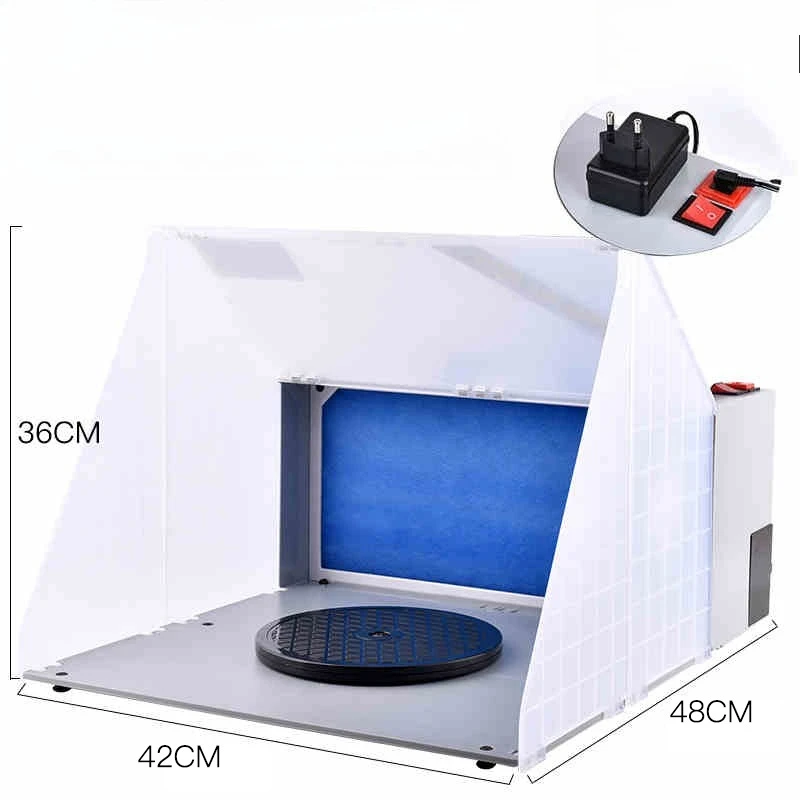 

220V Airbrush Paint Spray Booth with LED, Exhaust Fan for Model Craft DIY, Powerful Woodiness Design