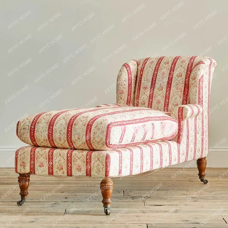 Modern Single Recliner  Print Fabric Sliding Sofa American Striped Armchair Living Room Furniture