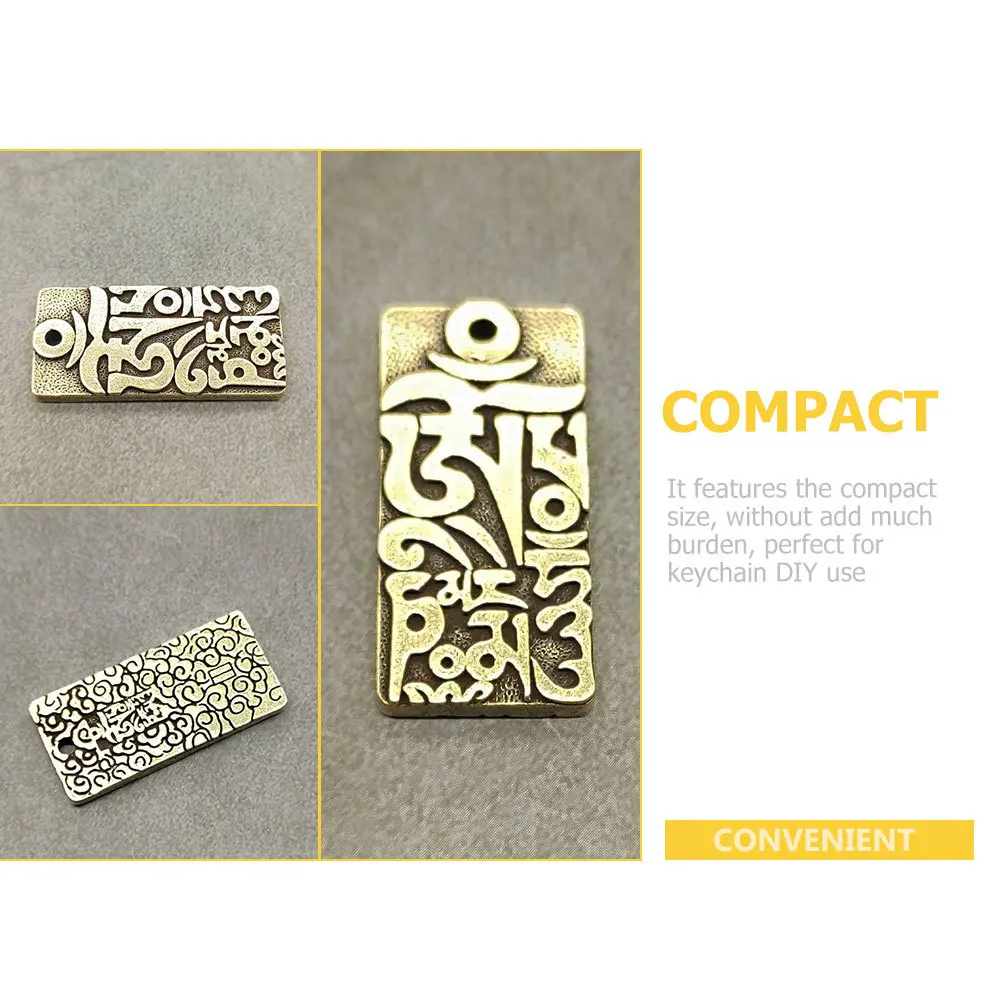 

4pcs Word Pendant Retro Style Brass Amulet Pendants Brass Amulet Charms Keychain Bag Ornament Jewelry Accessories