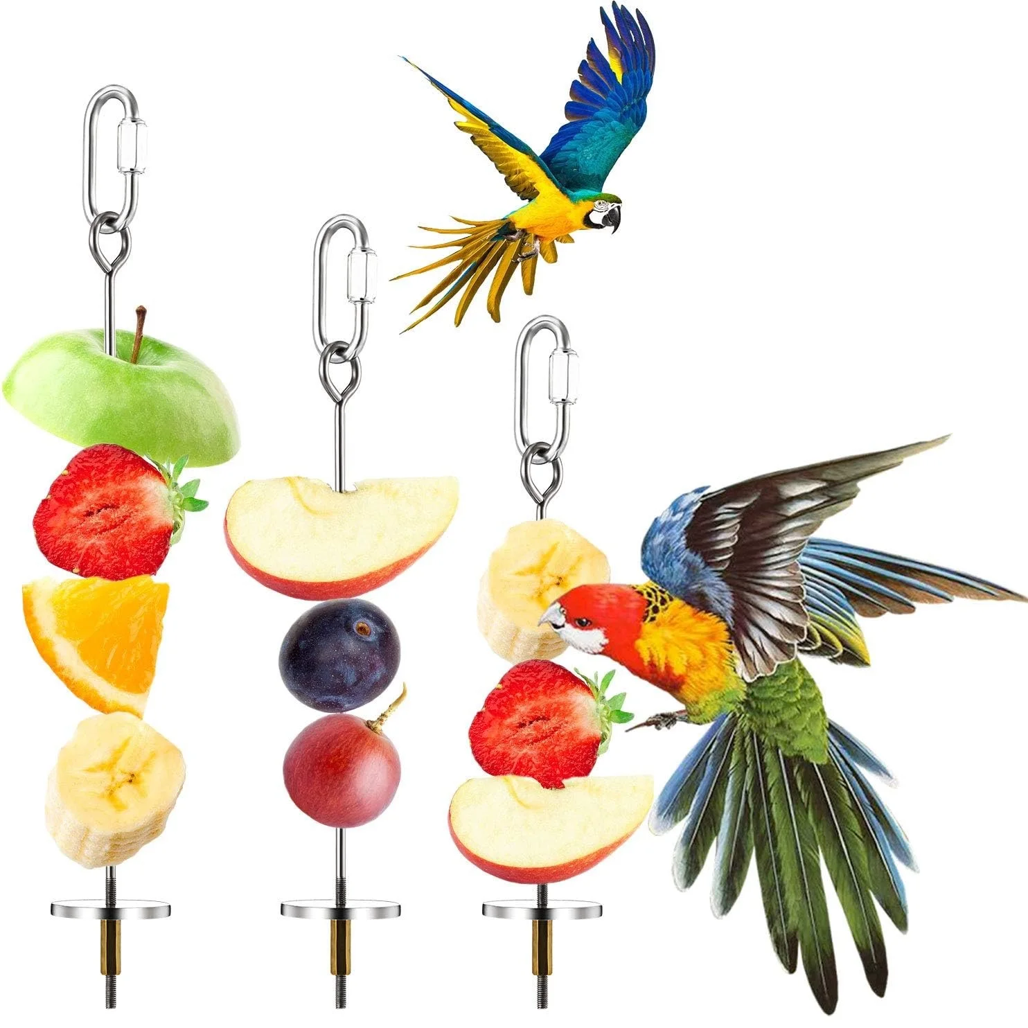 Soporte para Comida de Jaula de Pájaros, Pincho de Acero Inoxidable para Frutas y Verduras, Alimentador de Palillos para Pájaros, Pincho para Golosinas de Periquitos, Cacatúas y Cockatiels