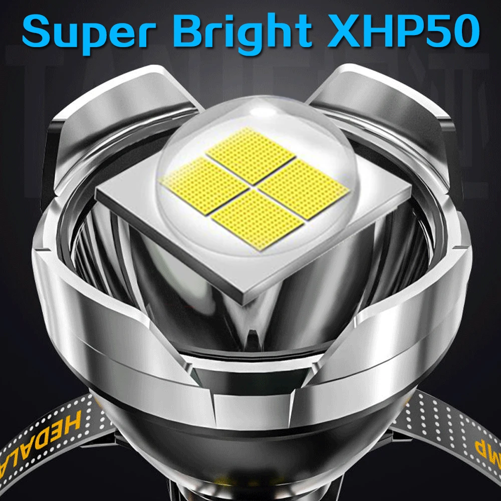 Superbright xhp50 led sensor farol de indução recarregável usb embutido bateria cabeça de saída tocha à prova dwaterproof água pesca