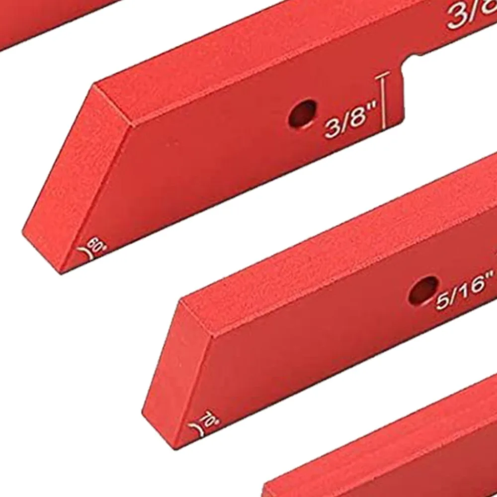7pcs Aluminum Alloy Setup Blocks Height Gauge Set Different Thickness Red Woodworking Measuring Tools Adjustable Height Gauge