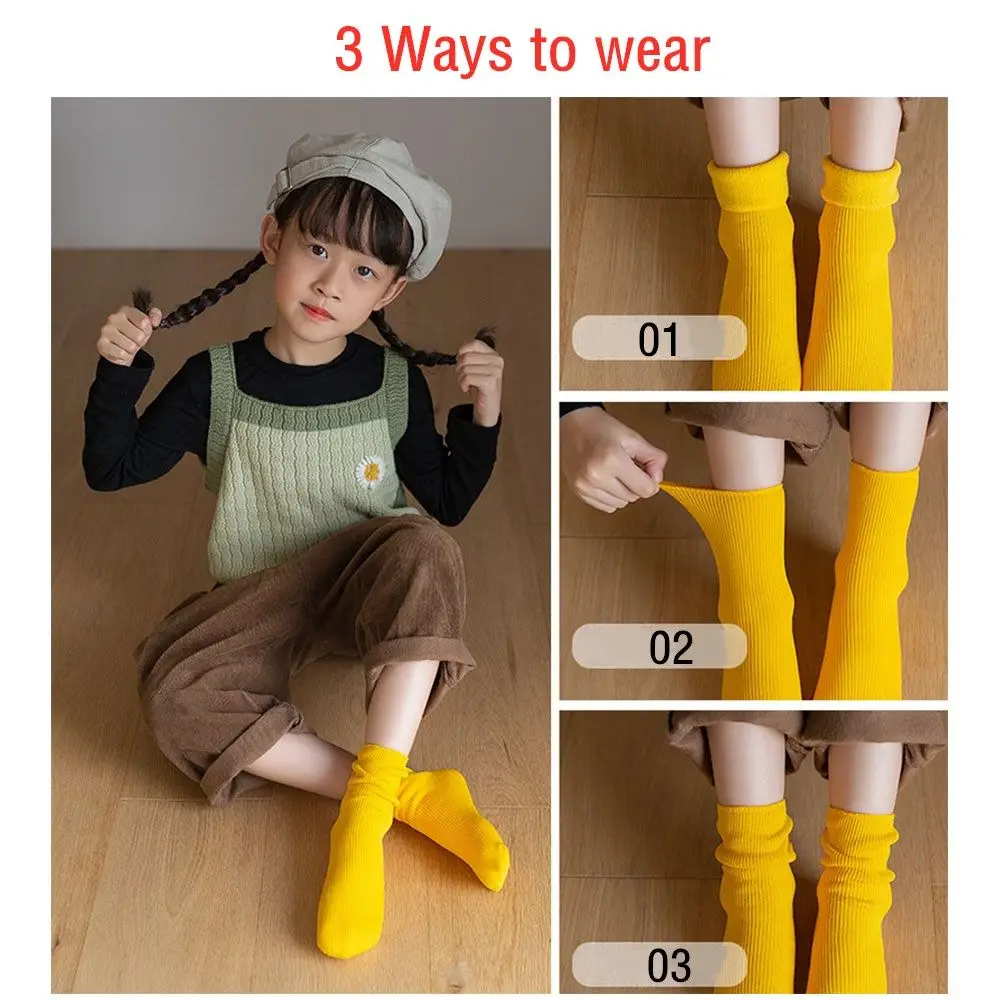 2 Pairs Free Size Seamless Casual Children Thicken Velvet Snow Socks Home Floor Socks Sleeping Warm Hosiery