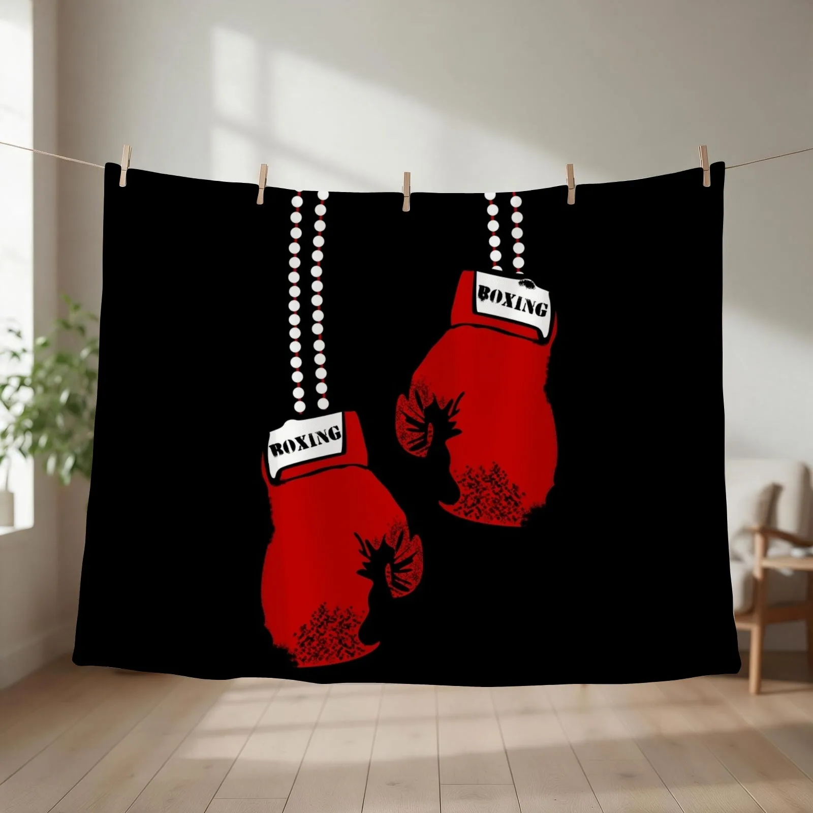 Boxing Gloves Throw Blanket couch cozy soft plush fuzzy picnic outdoor blanket