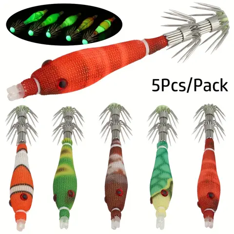 5Pcs/Pack Artificial Squid Baits Soft Squid Hooks Lure Jig Micro Floating Fishhooks