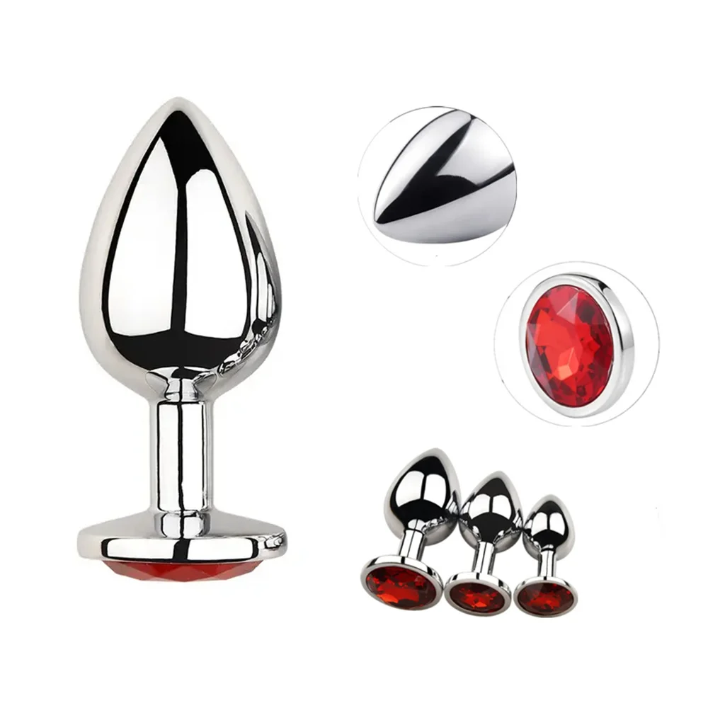 Anus Plug Anal Bead Adults Sex Toys Metal Butt Plug Stainless Steel Anal Plug With Jewelry Colorful Crystal for Women Adult Game image 6