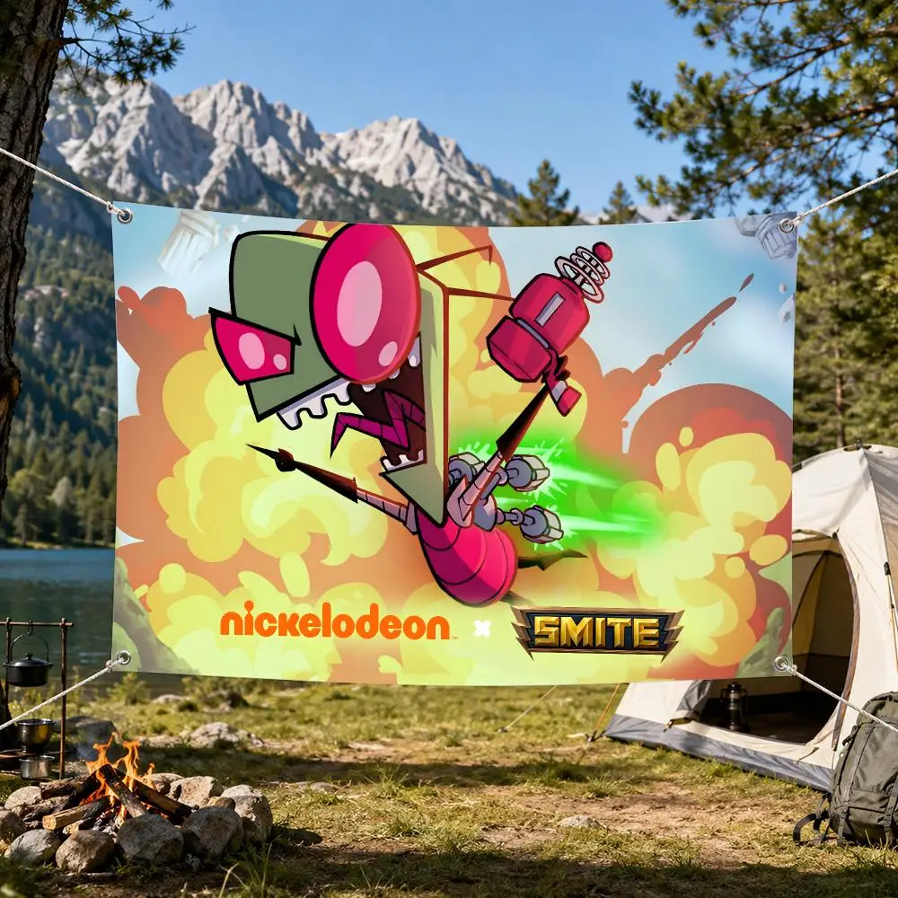 Anime I-Invader Z-Zim Flags Aesthetic Wall Tapestry Printed Wall Hanging Living Room Party Outdoor Decor