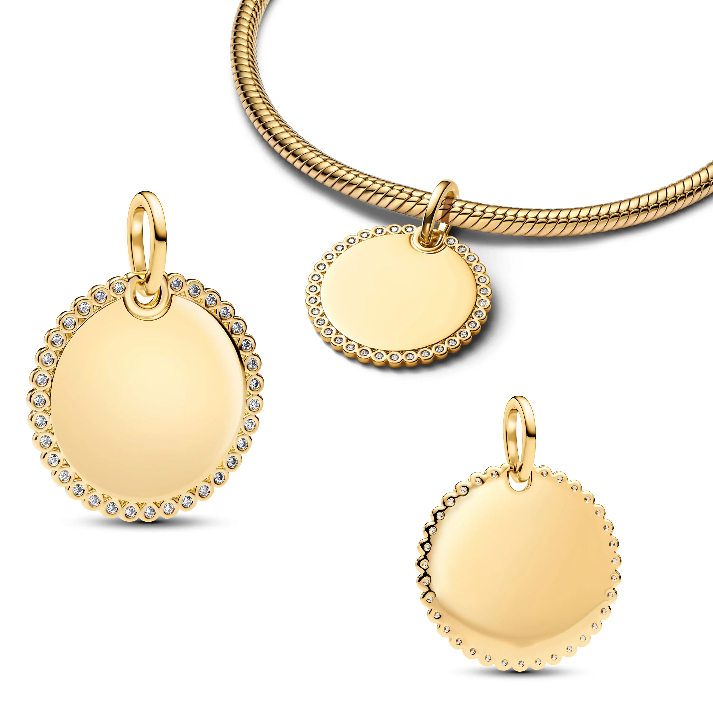 18K مطلية بالذهب دلايات كبيرة فضة 925 الأصلي للنساء مجوهرات صالح سوار فراشة القلب جولة مربع قلادة الخرز سحر