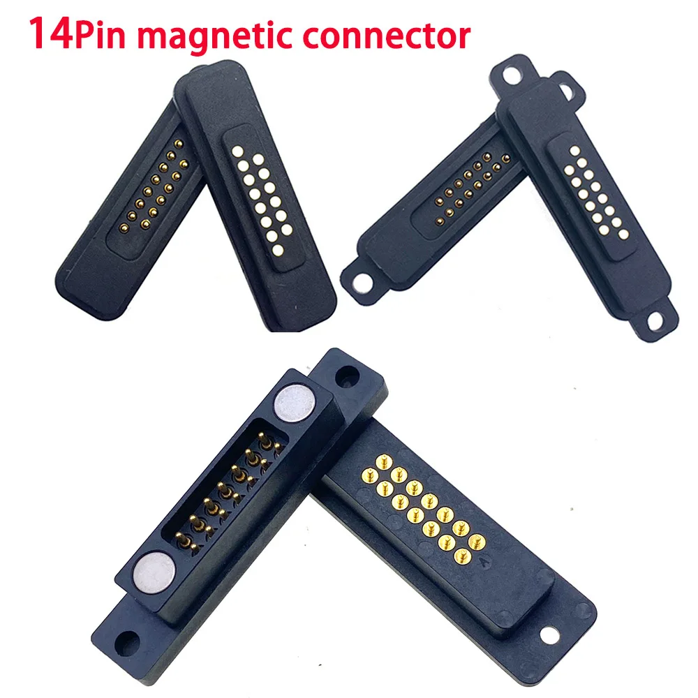 1/3/5/10set Doppia Fila Ad Alta Corrente Magnetico Pogo Pin Connector14 Spille Maschio Femmina Passo 2.54 MM DC Power Connector di Ricarica