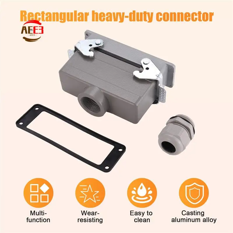 

AEE3-Rectangular H24B-He-024-1 Heavy Duty Connectors Power 24 Pin Cores Line 16A 500V Screw Feet Aviation Plug Socket