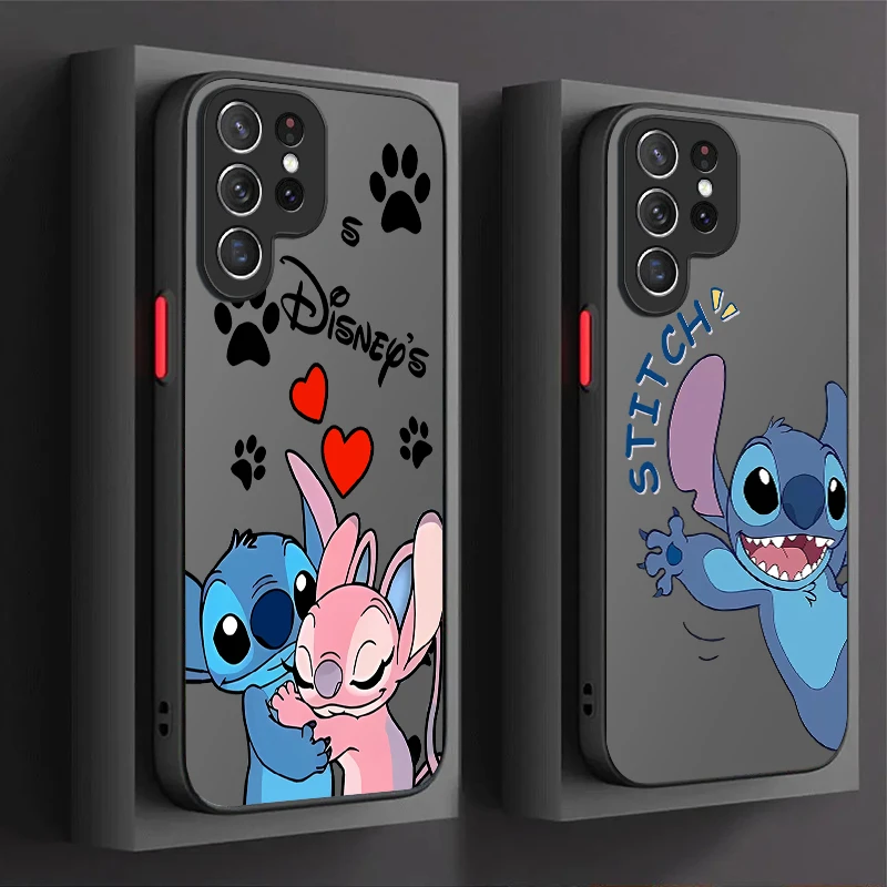 Lovely Disney Stitch Case For Samsung Galaxy S24 S23 S22 Ultra S21 S20 FE S10 Plus A15 A25 A35 A55 5G Note 20 10 Matte TPU Cover