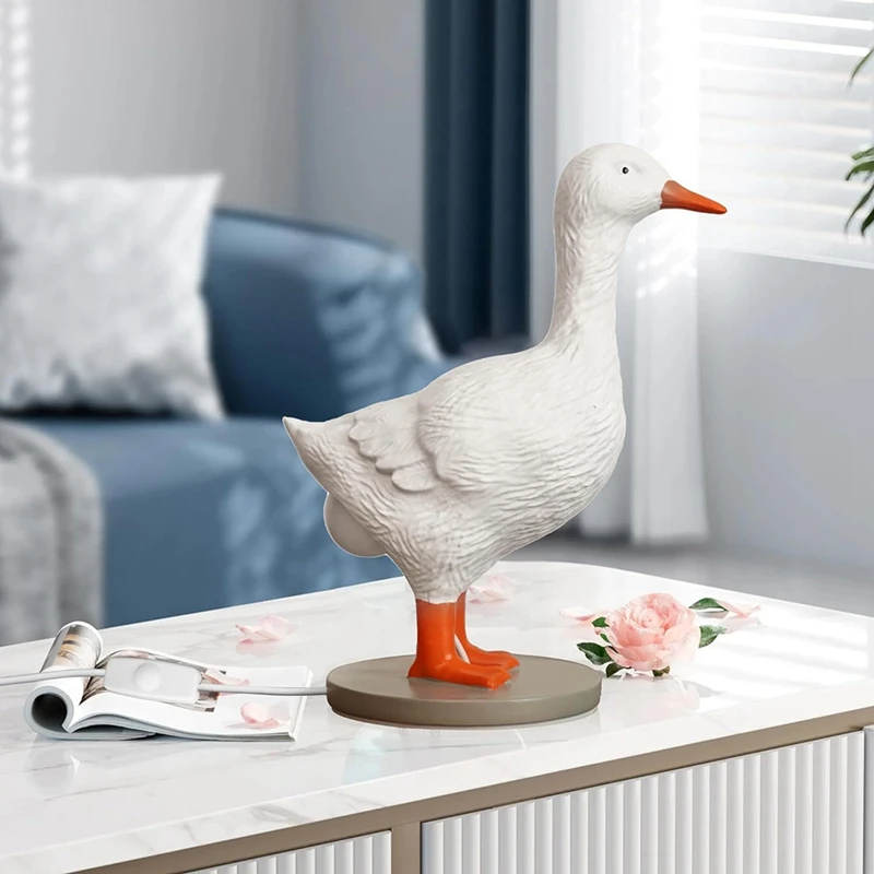 Lámpara de mesa de pato 3D, luz LED realista de noche de pato de resina con USB, 1 piezas de resina blanca