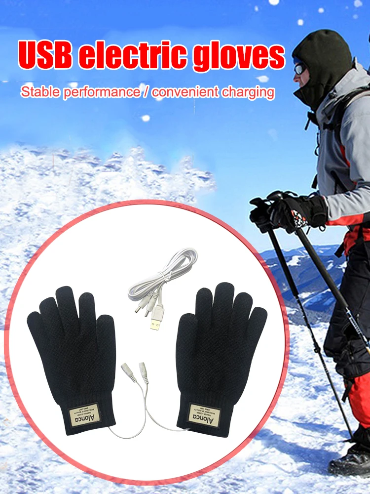 USB قفازات التدفئة اليدوية الدافئة درجة حرارة ثابتة جهاز تدفئة محمول المحمولة يندبروف ساخنة الحياكة قفازات كاملة الأصابع #4