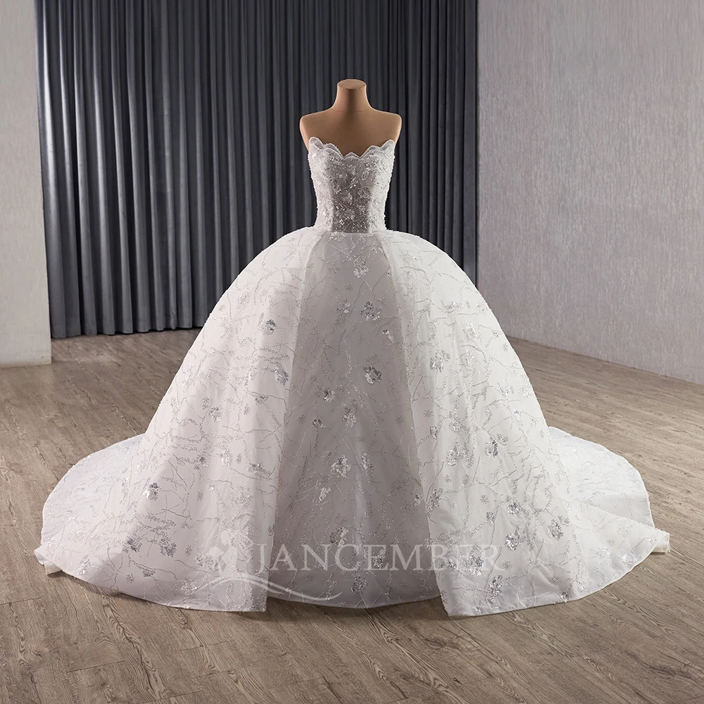 

Customized Ball Gown Princess Wedding Dresses Promotion Strapless Sleeveless платье свадебное Lace Beaded Shiny Bride Dress