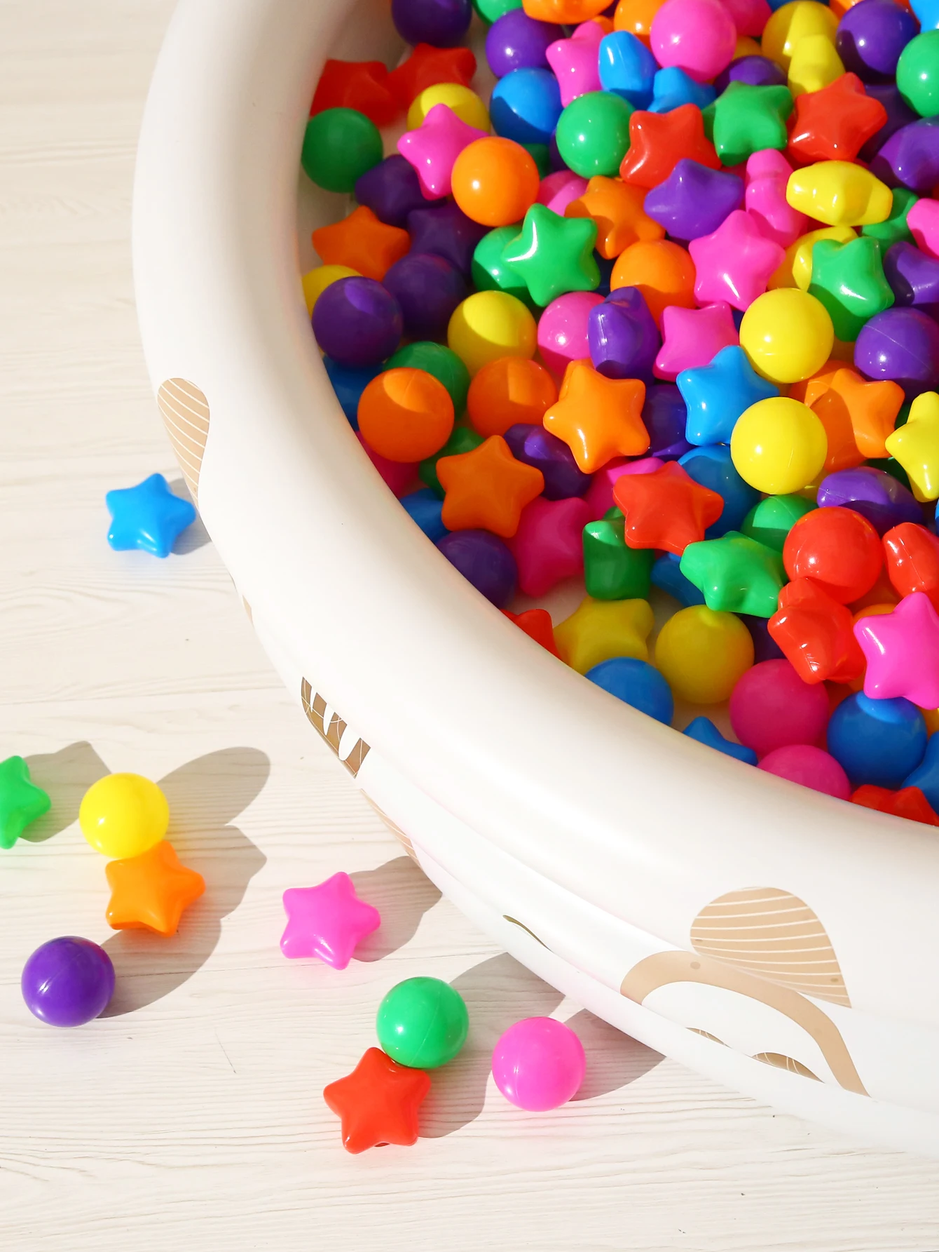 عبوة كرة مقاومة للسحق مكونة من 150 كرة بلاستيكية مقاس 2.16 بوصة على شكل نجمة وشكل دائري للأطفال خيمة لعب داخلية وخارجية #2