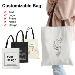 Personalized Custom Tote Bag Linen Canvas Bag With Print Logo Custom Your Pictures Shopping Bags DIY Hand Shoulder Bags Gift