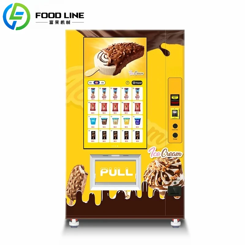 Customized Hot Sale Frozen Food Ice Cream Vending Machine Large Screen Refrigerated Vending Machine Custom