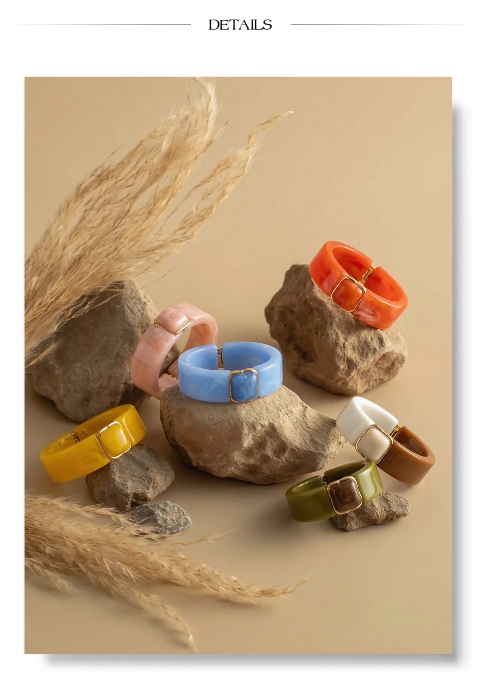 Yhpup 63mm Wasserdichtes Harz-Acryl Mode-Armband 2026 Helle Farbe Sommer Edelstahl Statement-Schmuck Accessoire – Detail 6