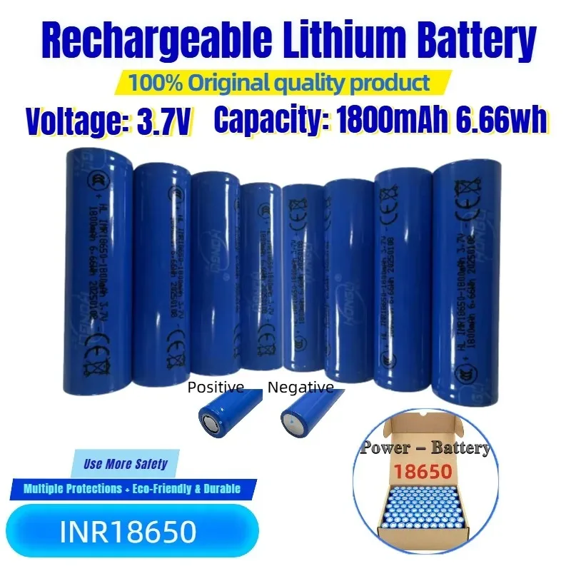 

New Original 18650 Lithium Battery 1800mAh 3.7V Rechargeable A Grade Li-ion Battery for Flashlight Vape Power Bank