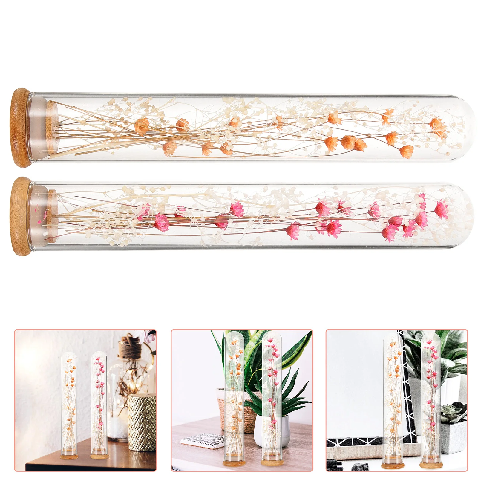 

2Pcs Natural Dried Flower in Glass Jar Handmade Preserved Arrangement for Office Desktop Decor DIY Centerpiece Holiday Christmas