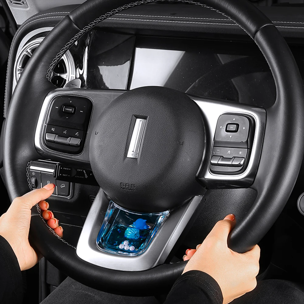 

For Great Wall GWM WEY TANK 300 Steering Wheel Dynamic Glitter Decorative Panel Fluid Decorative Frame Interior Accessories