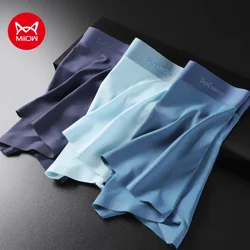 MiiOW 3Pcs Ultra-thin Ice Silk Men Underwear Graphene Antibacterial Man Boxershorts Seamless Men's Panties L-5XL Men Boxer Brief