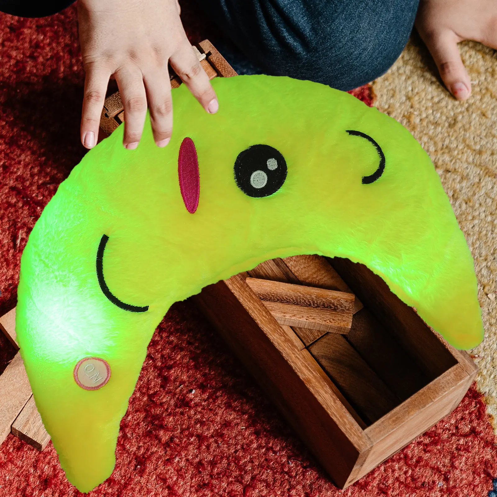 

Glowing Moon Shaped Pillow Soft Comfortable Throw Cushion for Bedroom Living Room Kids Birthday Gift Luminous Decorative Pillow