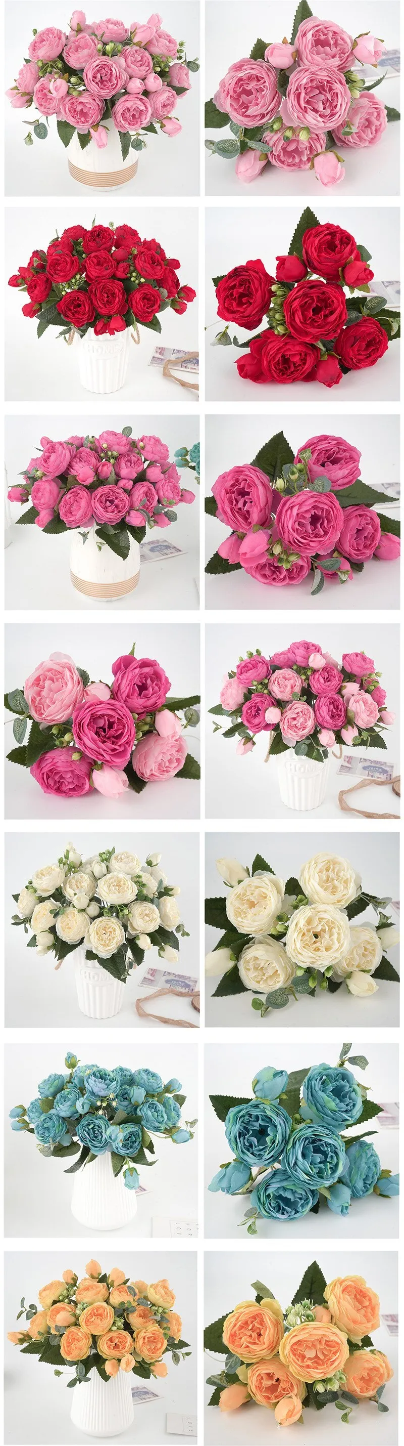 Künstliche Blumen, gefälschte Rosen, Seiden-Pfingstrosen, Valentinstag, Festival, Dekoration, Party, Vase, Zuhause, Zimmer, Hochzeit, Brautsträuße, DIY-Geschenke – Detail 11