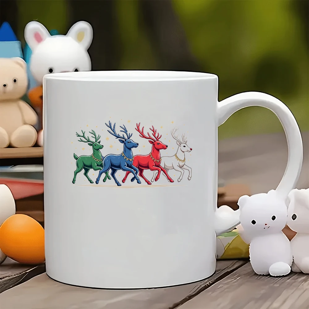 

11oz cartoon deer print mug Christmas gift kids cup home office creative coffee mug
