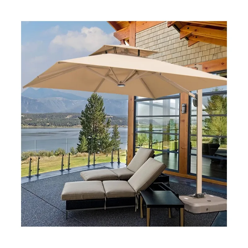 

Роскошный гидравлический автоматический светодиодный зонт для ресторана, отеля, кафе, кафе, уличный зонтик, садовый патио, зонтик от солнца и основание