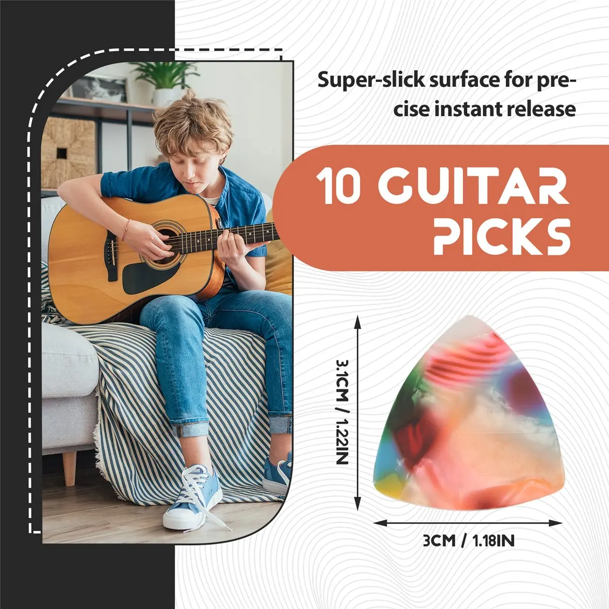 (AD10) 10Pcs Acoustic/Electric Guitar Picks Plectrums 0.46Mm---Assorted Color