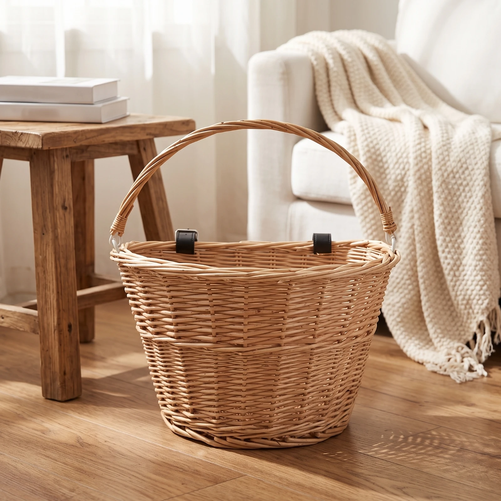 Wicker Cycle Basket Handwoven Wicker Bike Basket Rustic Long-Lasting for Shopping, Commuting