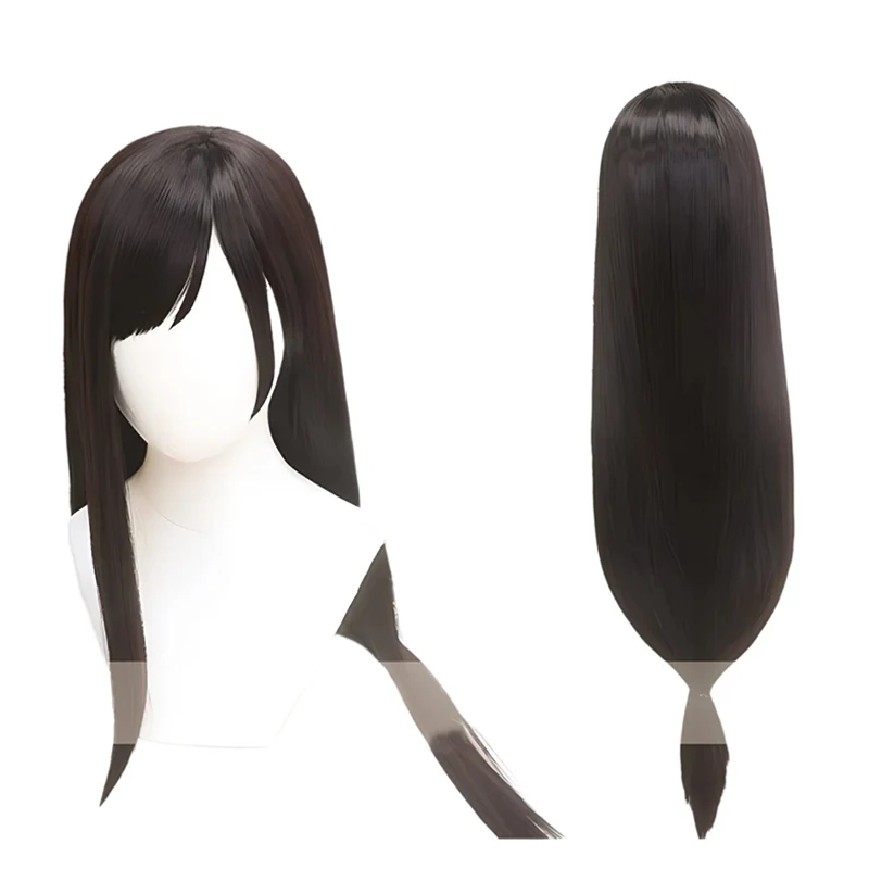 Tifa Lockhart Cosplay Wig Long Straight Black Brown FF7 Tifa Wigs Wome Anime Cosplay Wigs Heat Resistant Synthetic Hair Wigs