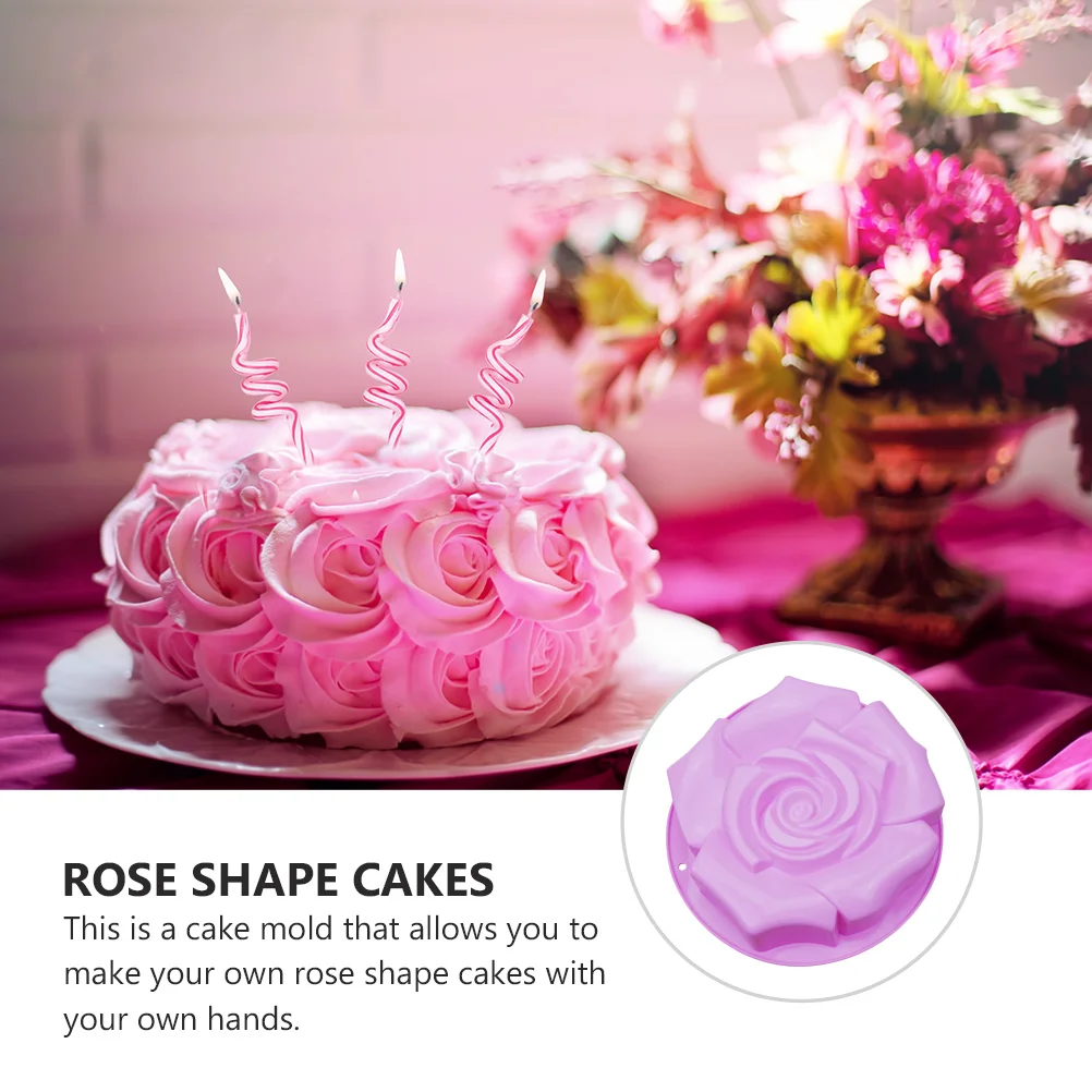 

Rose Cake Mold Large Single Hole Silicone Bakeware DIY Tools H made Crafts Resusable Washable Fadeless Easy Clean