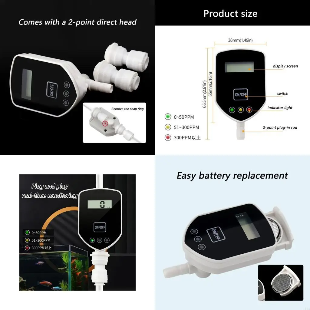 L43A White Digital Water Quality Tester PPM Meter Ranges 0 to 9990 Multifunctional
