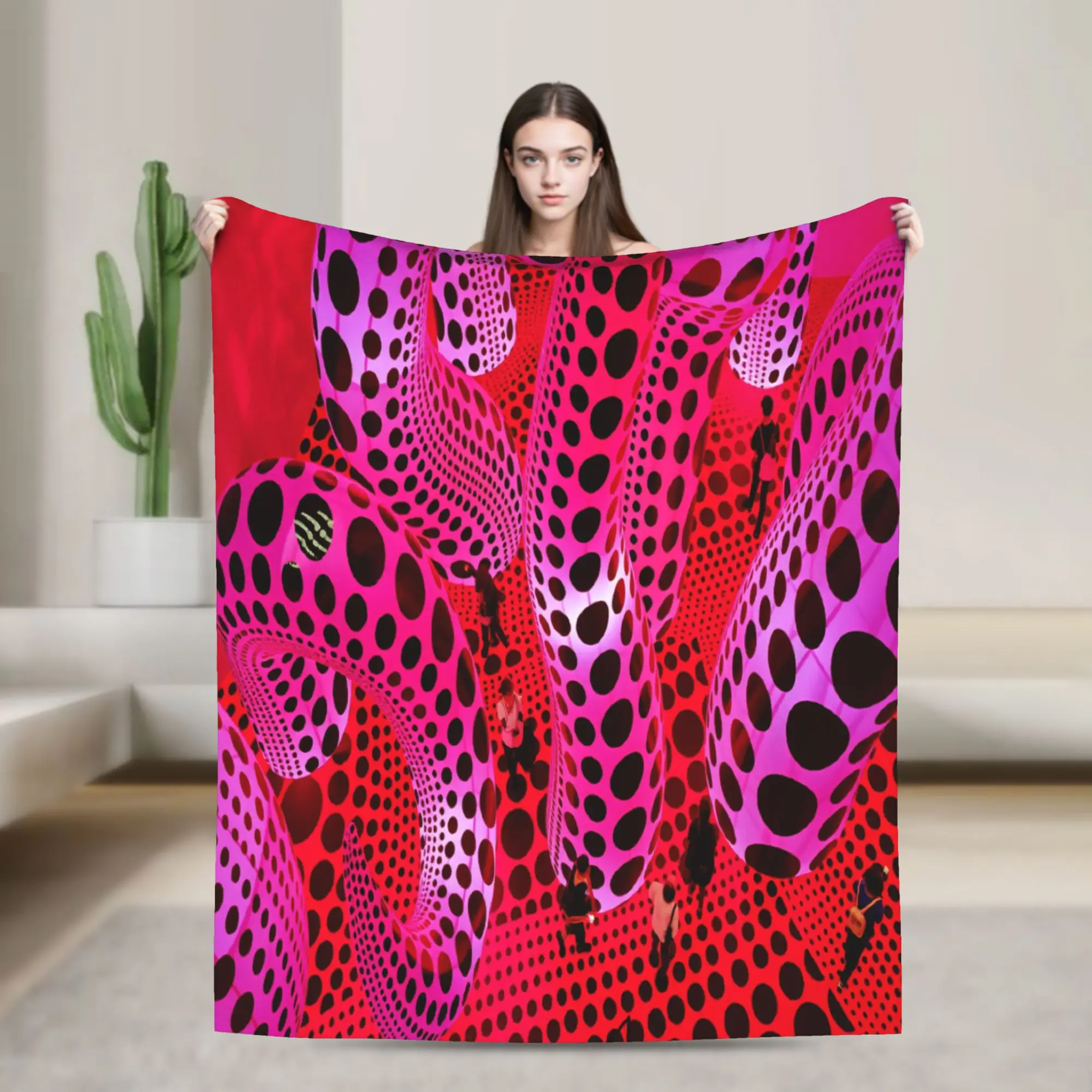 Yayoi Kusama at the Tel Aviv Museum of Art Bedding Throws Soft Cozy Casual Blanket  For Sofa Home Travel Bedspread Bed Cover