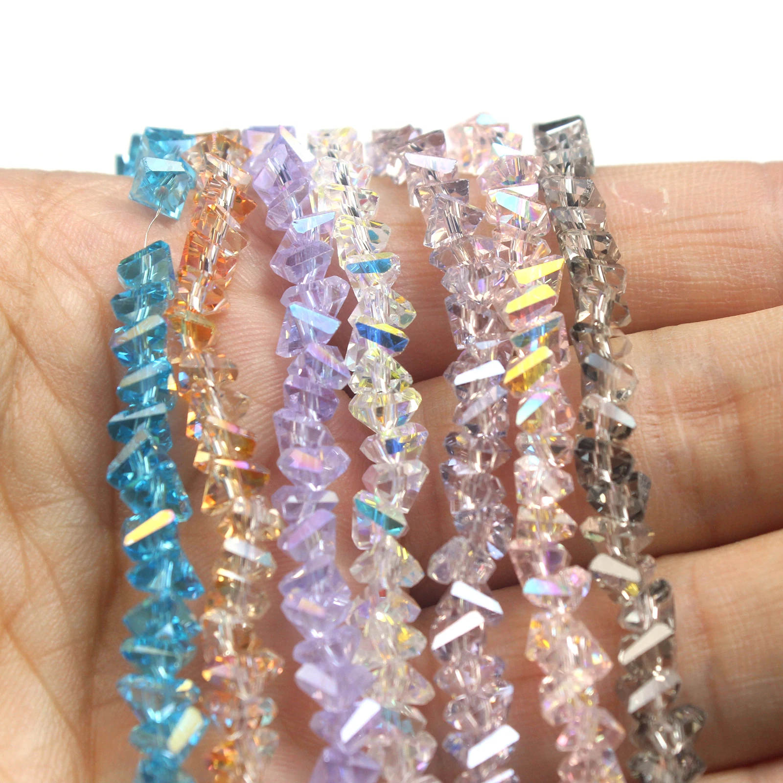 6mm, 80-piece High-Quality Triangular Crystal Glass Beads with Shiny Colors Ideal Loose Beads for DIY Jewelry Making Earrings Ne