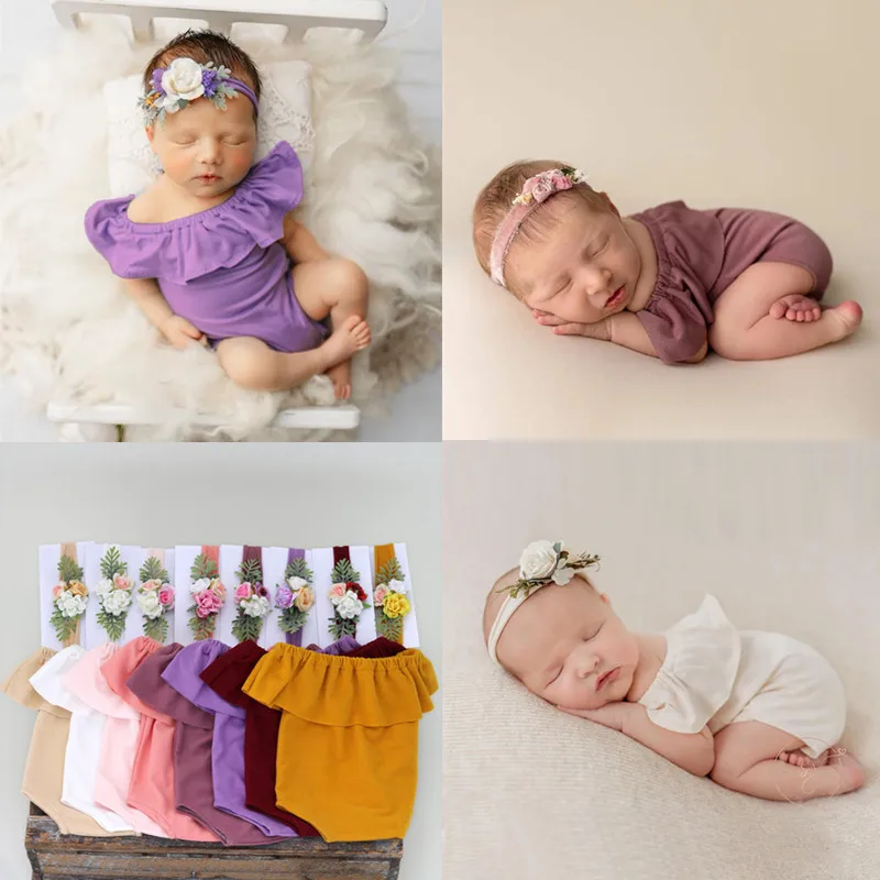 Newborn photography clothing for female babies postpartum and full moon photos headwear jumpsuit studio clothing baby kleding