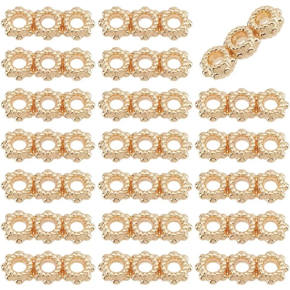 

50pcs 3 Hole Spacer Bars Metal Spacers Bar Link Connector Beads Multi Strand Separator for DIY Multilayer Bracelet Necklace