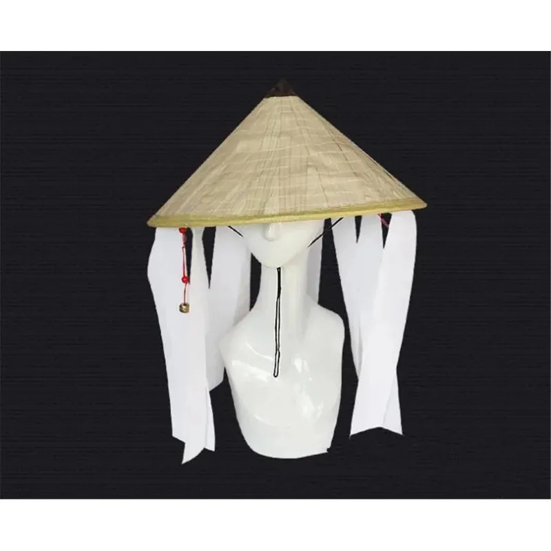 2025 Neues Japan Cosplay 111 Organisation Bambushut Coolie Hut Strohhüte Kegel Bambus Sonnenhut Tragen Sie eine Glocke ★ ★ ★