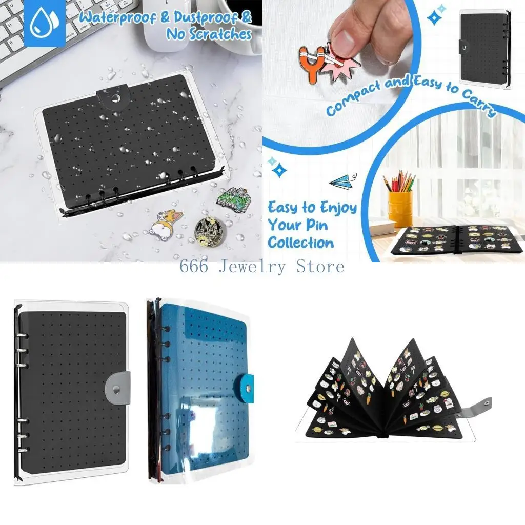 F2TD Portable Felt Material Pin Storage Booklet Portable Pin Display Stand Holder Neat and Compact Brooches Pin
