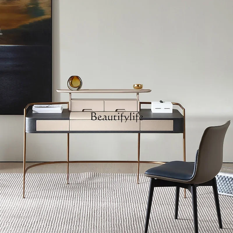 Italian minimalist light luxury study desk combination, modern industrial style dressing table