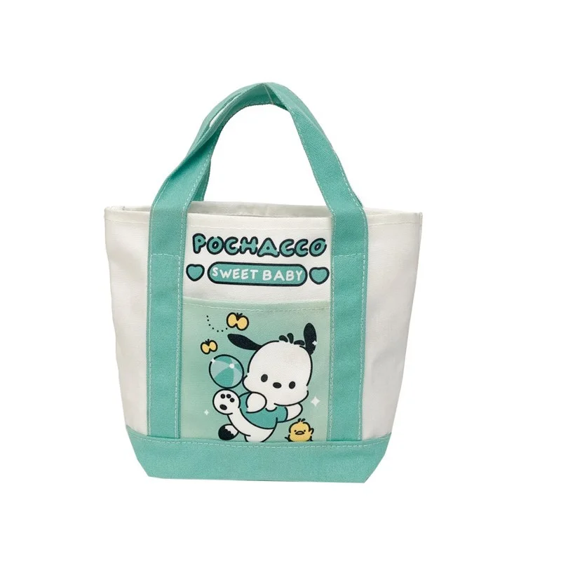 New Sanrio student tote bag contrasting colors cute cartoon pink Melody large-capacity bento bag student canvas bag