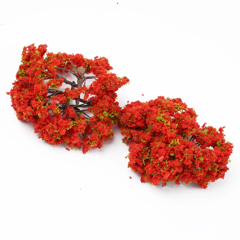Add a Touch of Greenery to Your Model Landscape with Red Flowers Model Trees, 4cm Height, Handmade with Care Add
