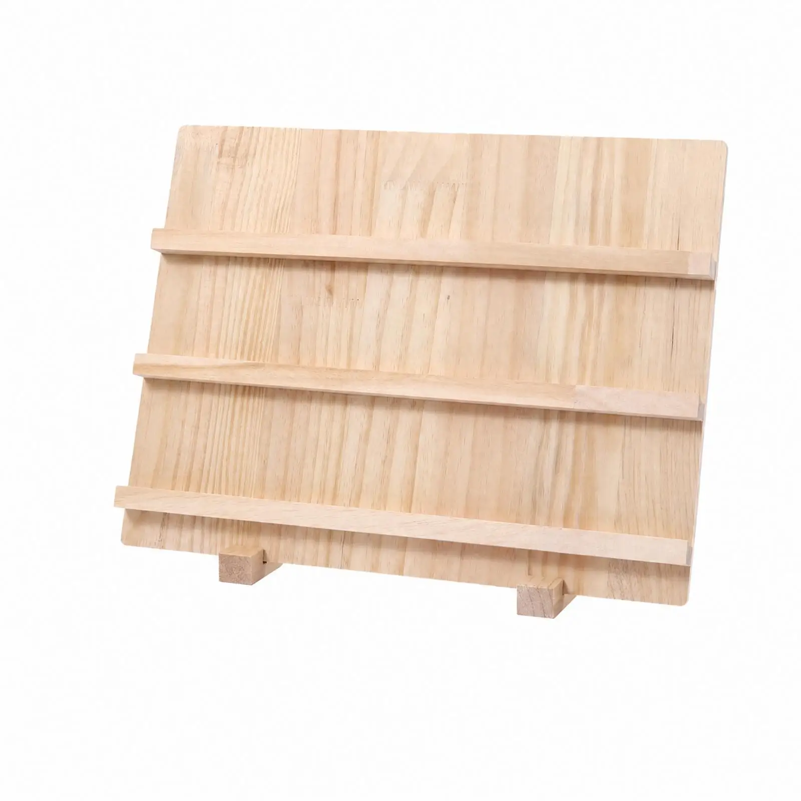 Wooden Earring Rack Holder Display Stand with Slanted Board and Two Feet for Stable Placement on Desk Counter Shelf Top