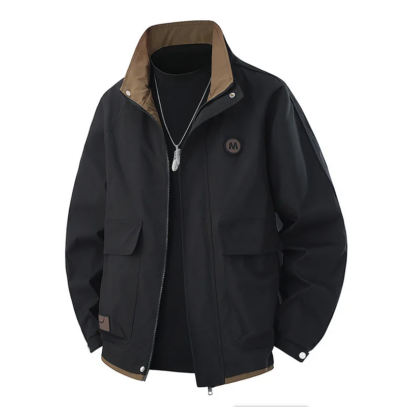 

Spring Autumn New Waterproof and Wear-resistant Stand Up Collar Men's Jacket, Fashionable,casual,versatile, Loose Plus Size Coat