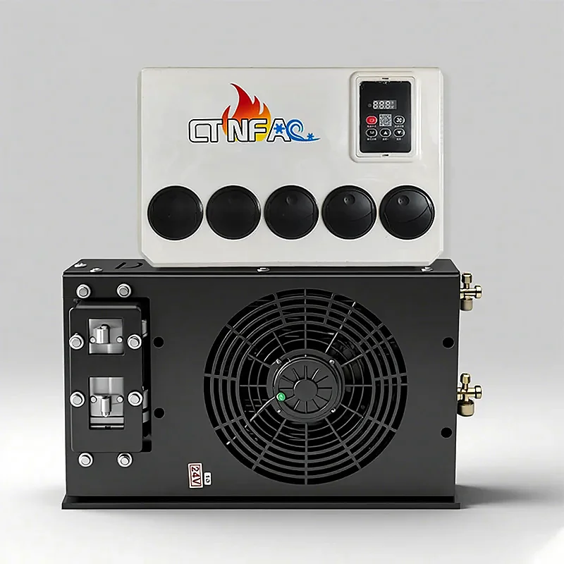 Best Value Ultra-thin Black Metal Casing External Machine Dc12v 24v Air Conditioner System Truck Parking Air Conditioner Caravan