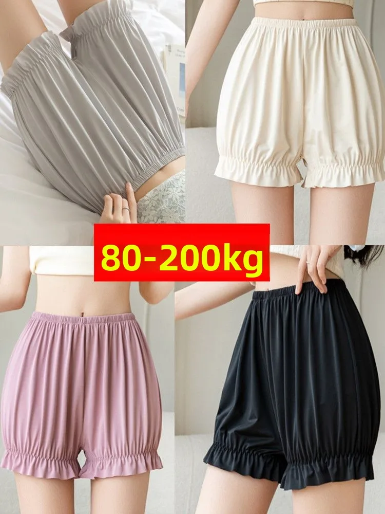 

plus Size Floral Ice Silk Pumpkin Shorts Women's Summer Slimming Underwear High Waist Briefs Breathable Casual Pants