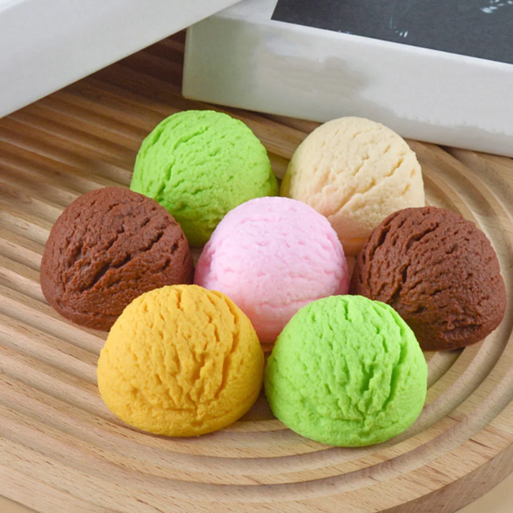 5 Pcs Simulation Ice Cream Fake Balls Model Decorative Prop Artificial Party Favors Faux Pvc Desserts